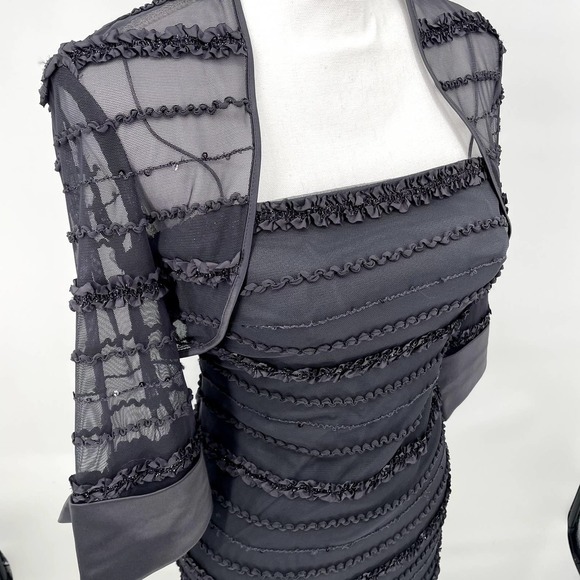 JS Collections Two Blue Gray Sequined Jacket And Dress SR - Picture 5 of 10